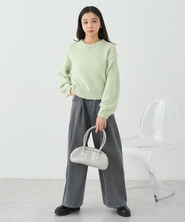 earth music&ecology スパンコールショートニットプルオーバー Mint