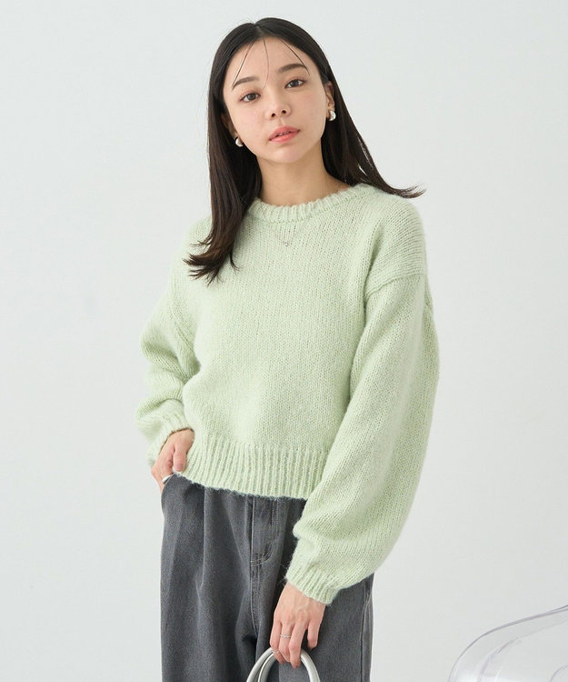 earth music&ecology スパンコールショートニットプルオーバー Mint