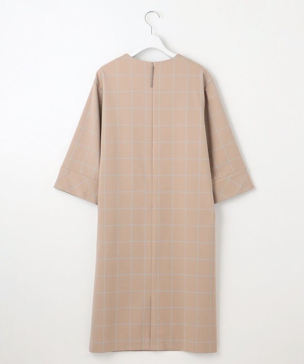自由区 L 【洗える】ウィンドウペーンチェック ワンピース ベージュ系
