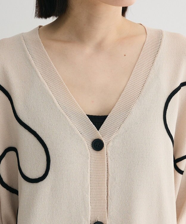 Green Parks 刺繍コードＶネックフレンチカーディガン Light Beige