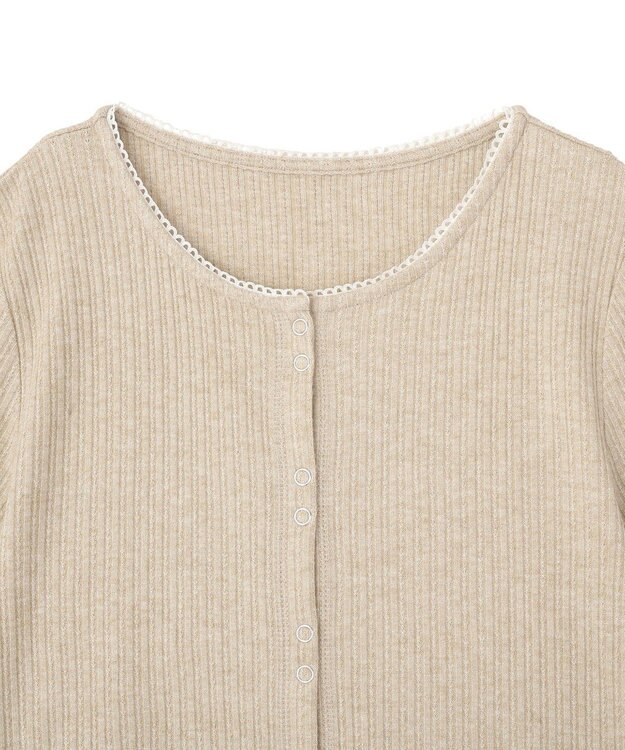 earth music&ecology チェーンリブラメカットソー Beige