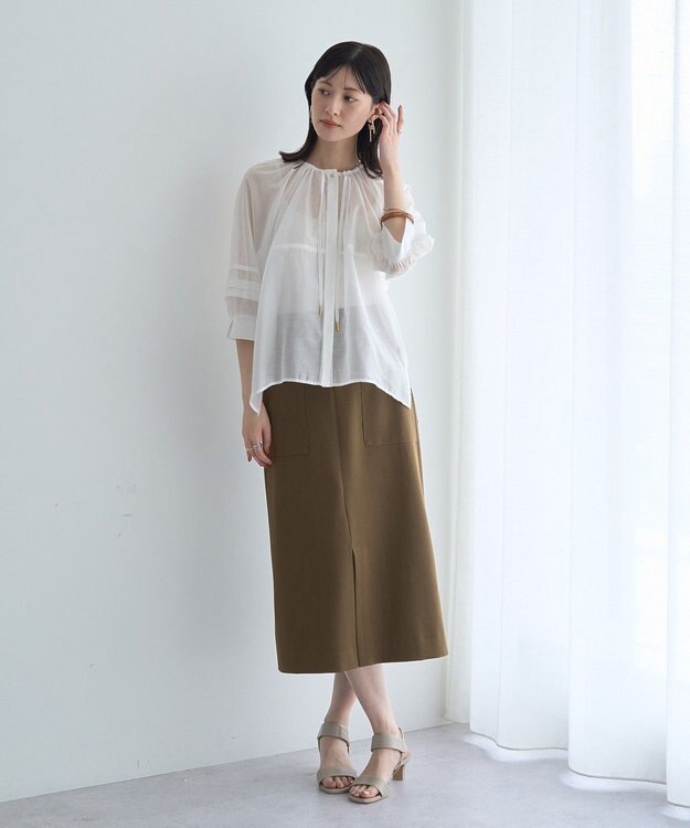 YECCA VECCA タックスリーブシアーシャツ Off White
