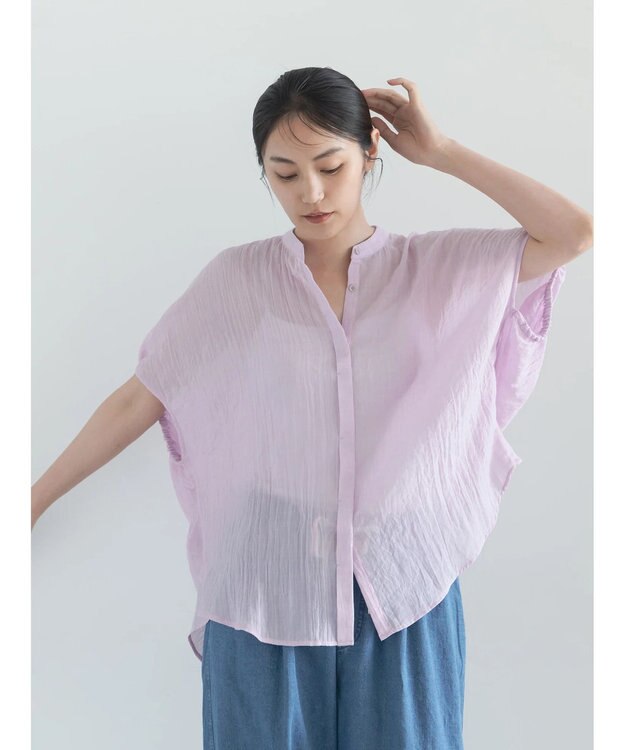 Te chichi 【7色展開】シャンブレーボイルドルマンシャツ パープル