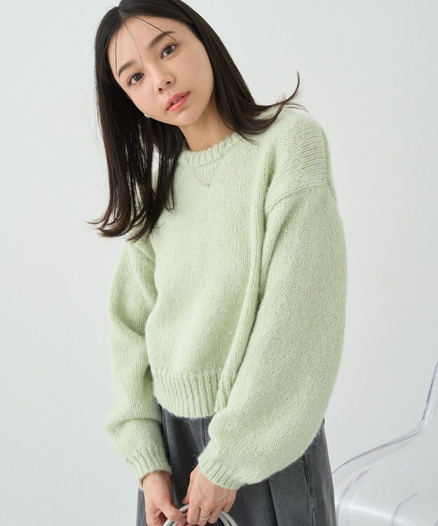 earth music&ecology スパンコールショートニットプルオーバー Mint