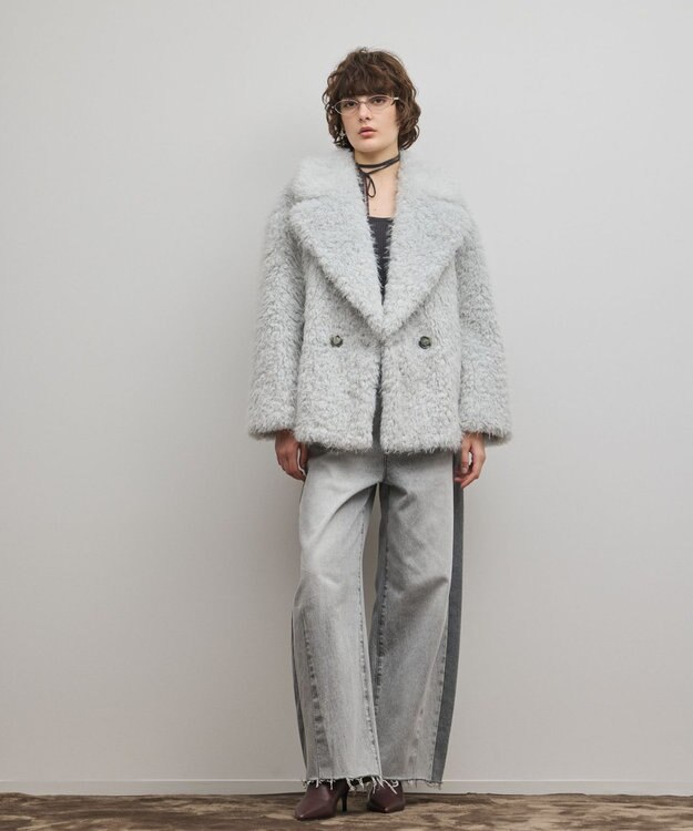 GRACE CONTINENTAL フェイクファーPコート サックス