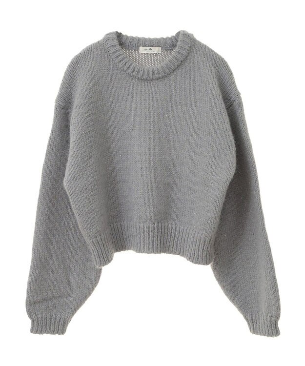 earth music&ecology スパンコールショートニットプルオーバー Gray