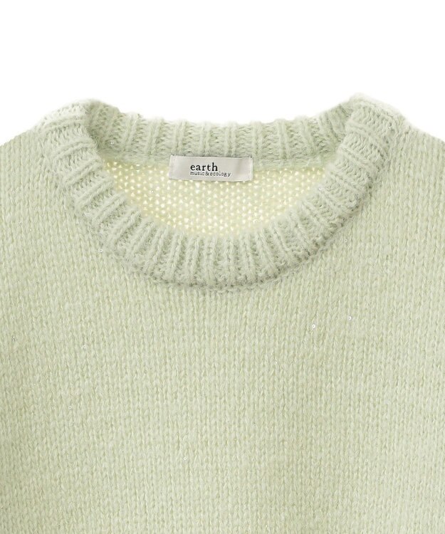 earth music&ecology スパンコールショートニットプルオーバー Mint