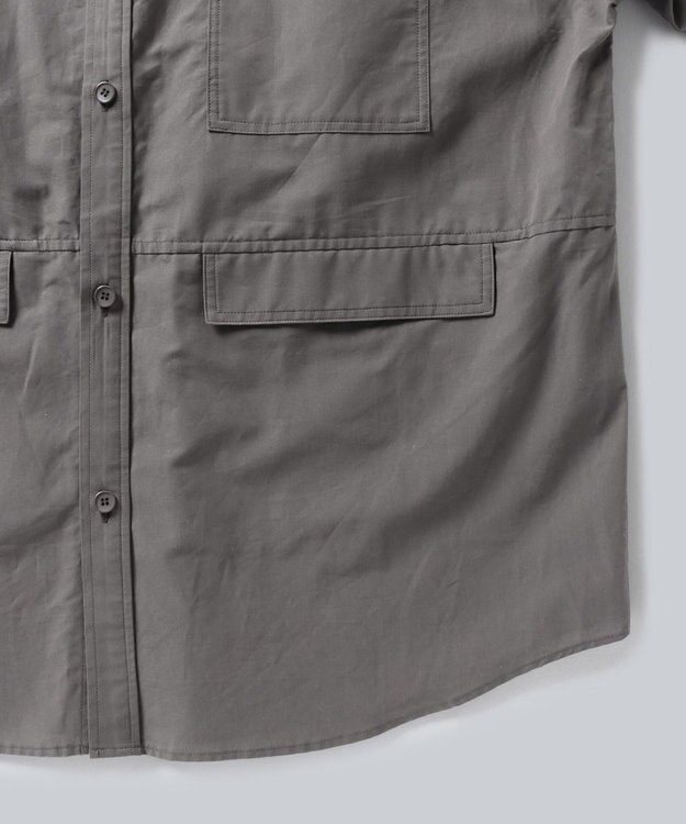 WHITE MAILS 【UNISEX】COTTON PAPER POPLIN BAND COLLAR SHIRT シャツ チャコールグレー