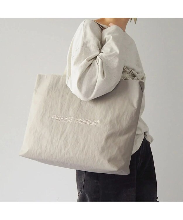 PELLE BORSA ラージサブバッグ Wrinkle リンクル 6525 ライトグレー