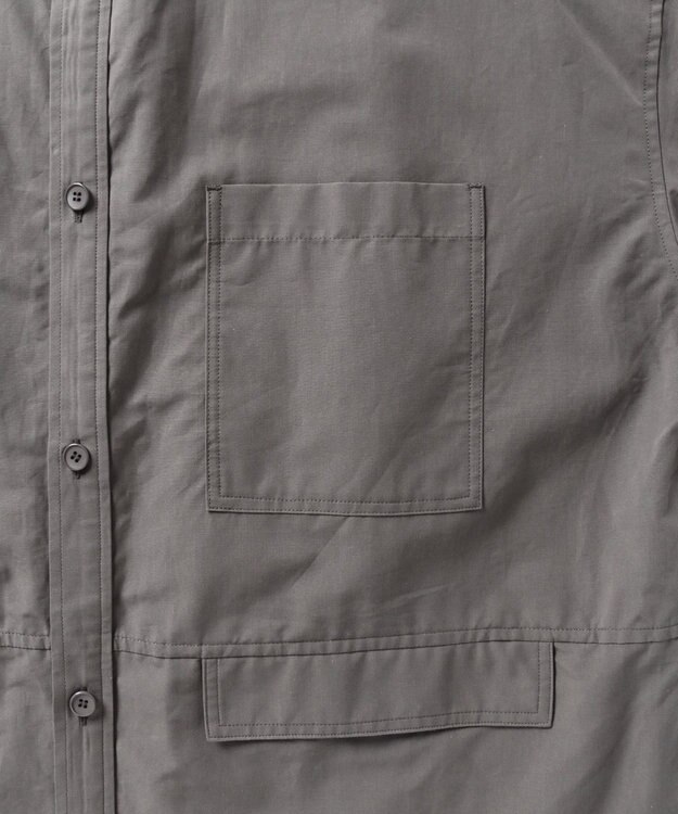 WHITE MAILS 【UNISEX】COTTON PAPER POPLIN BAND COLLAR SHIRT シャツ チャコールグレー