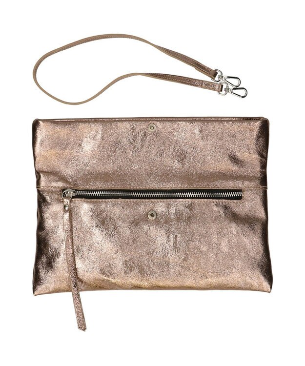 INTER-CHAUSSURES 【ANDREA CARDONE】レザーワイドサコッシュ ブロンズ