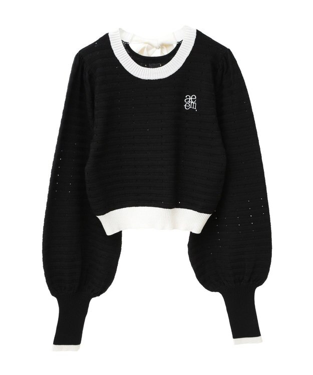 earth music&ecology 配色バックリボンプルオーバー Black