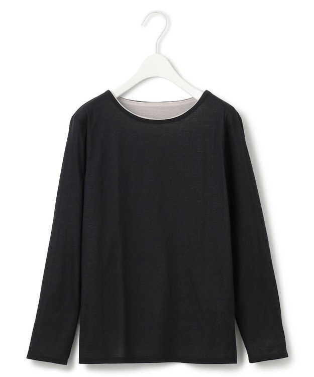 ICB L 【洗える】46Gハンドレッドジャージー プルオーバー ブラック×クリーム系