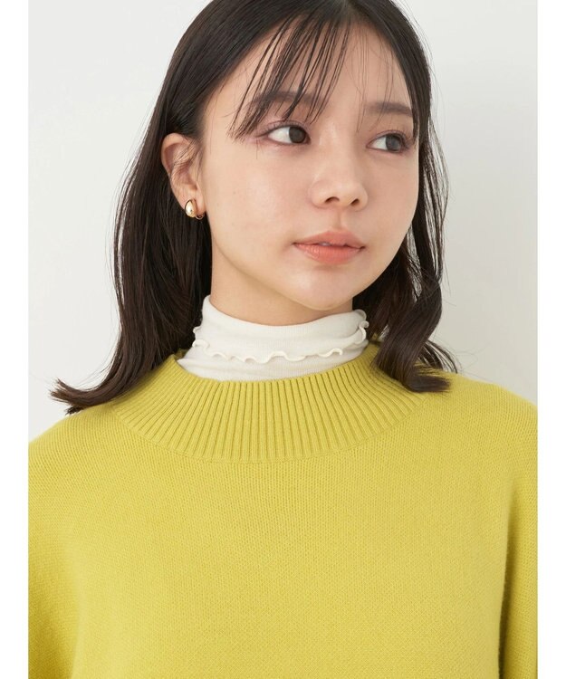earth music&ecology やわらかタッチハイネックチュニック Lime Green