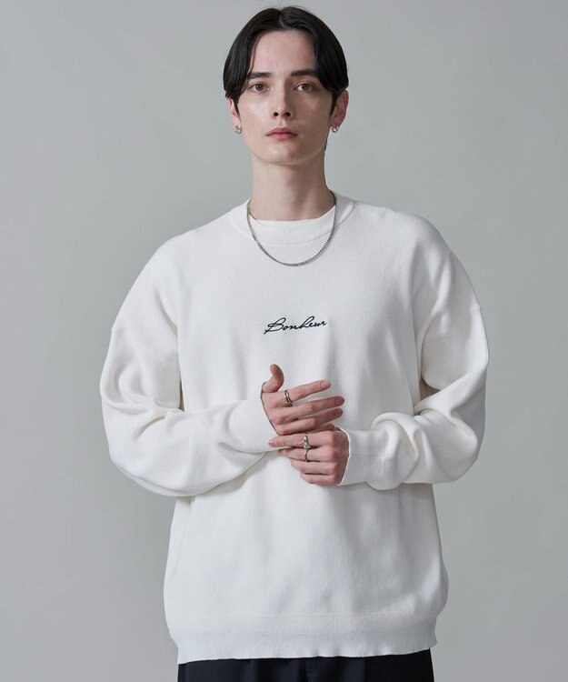 WEGO 【2点SET】アクセ付きワンポイントニットプルオーバー オフホワイト