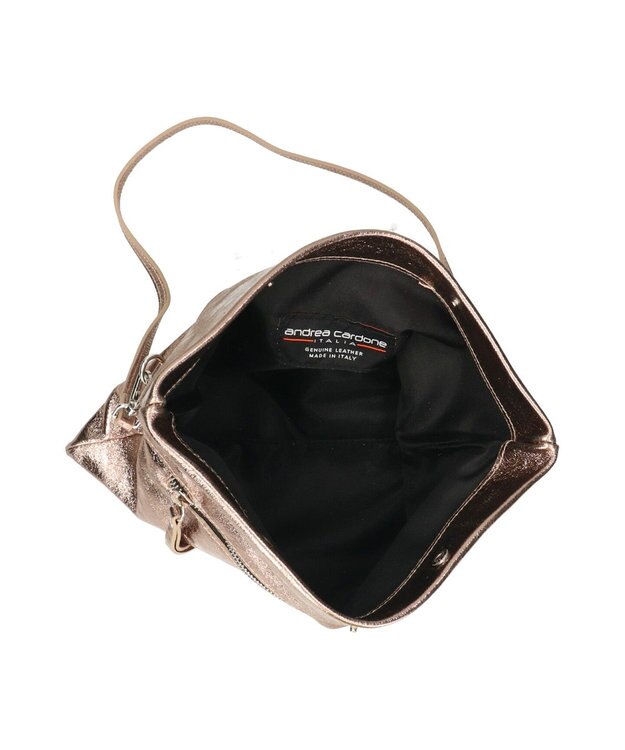 INTER-CHAUSSURES 【ANDREA CARDONE】レザーワイドサコッシュ ブロンズ