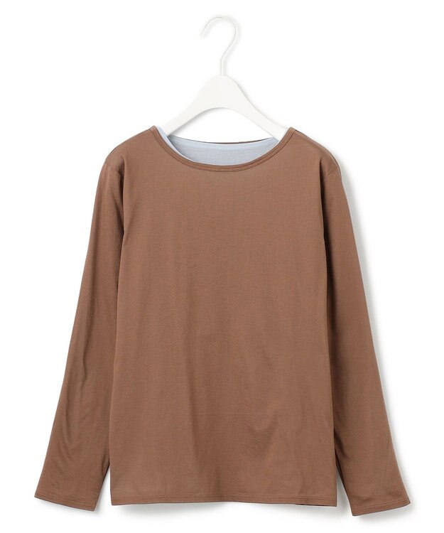 ICB L 【洗える】46Gハンドレッドジャージー プルオーバー ブラウン×サックス系