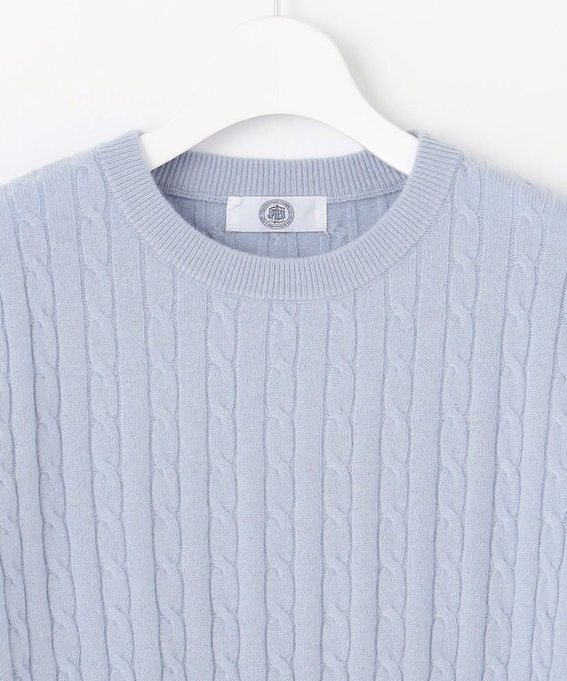 J.PRESS LADIES 【洗える】WOOL BLEND AIR ケーブル ニット サックスブルー系