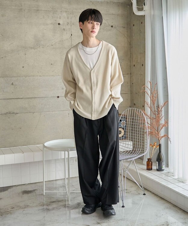 WEGO 【ユニセックス着用ITEM】ミラノリブカーディガン ホワイト