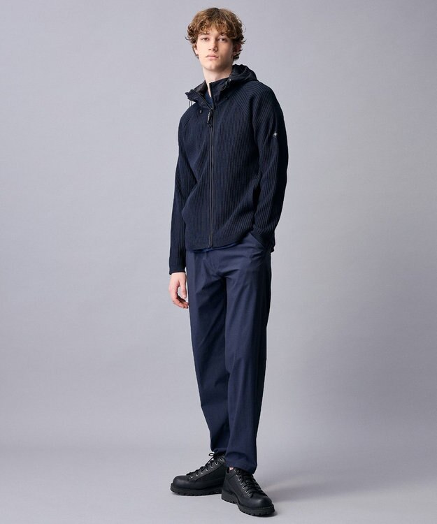 JOSEPH ABBOUD MOUNTAIN 【日本素材・ストレッチ】コットンムリネ アウトドア ニット パーカー ネイビー系