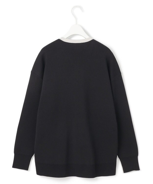 ICB 【WEB限定カラーあり・洗える】コットンポリエステルスムース  ニットプルオーバー トープ×ブラック系［前後配色］