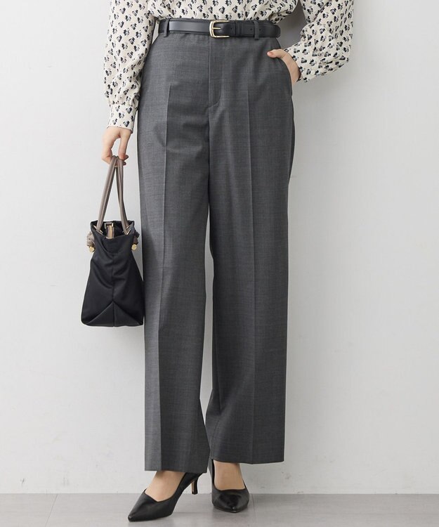 23区 L 【セットアップ着用】ファインネスウール ワイド パンツ グレー系