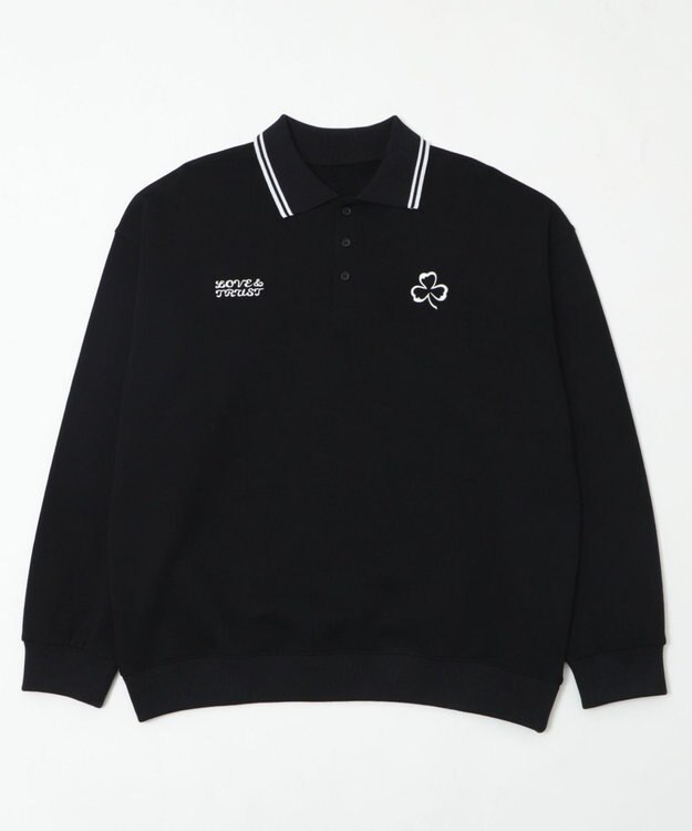 WEGO 【ユニセックス着用ITEM/MLサイズ展開】モチーフロゴポロスウェット ブラック