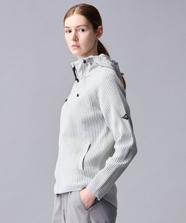 JOSEPH ABBOUD MOUNTAIN 【日本素材・ストレッチ】コットンムリネ アウトドア ニット パーカー アイボリー系