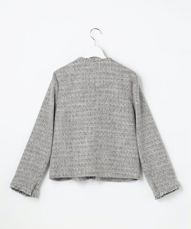 自由区 L 【17号サイズまで展開・カタログ掲載】ライトミックスツイード ジャケット グレー