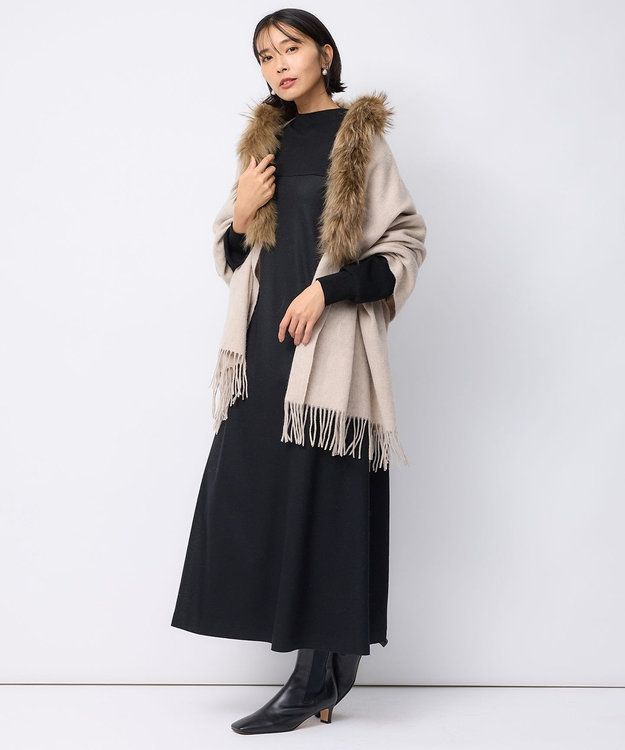 23区 ファー付 ストール ベージュ系