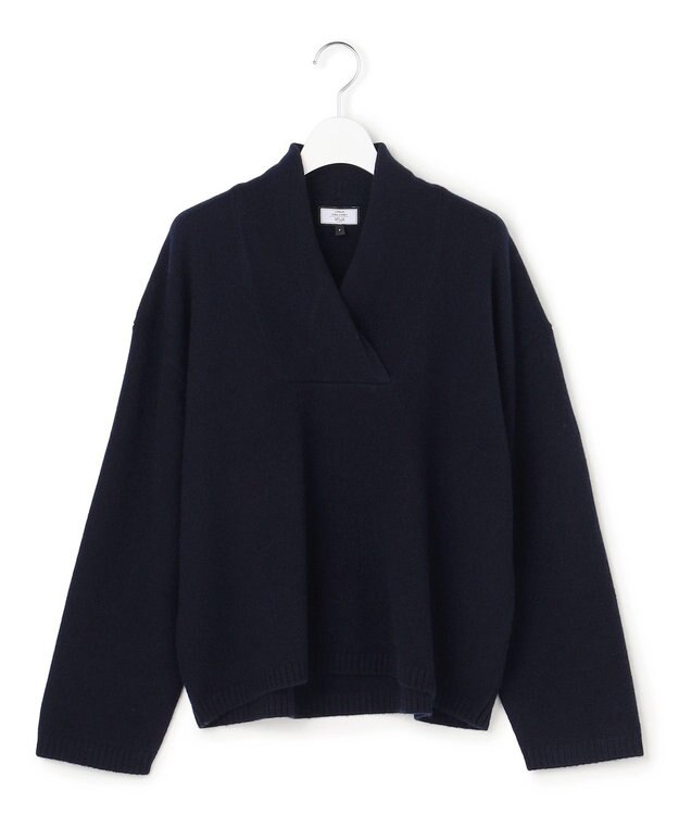 J.PRESS YORK STREET 【WOMEN】ウールカシミヤ 変形Vネック ニット ネイビー系