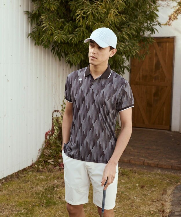 FILA GOLF／marie claire 【Kappa】柄半袖ポロシャツ ブラック