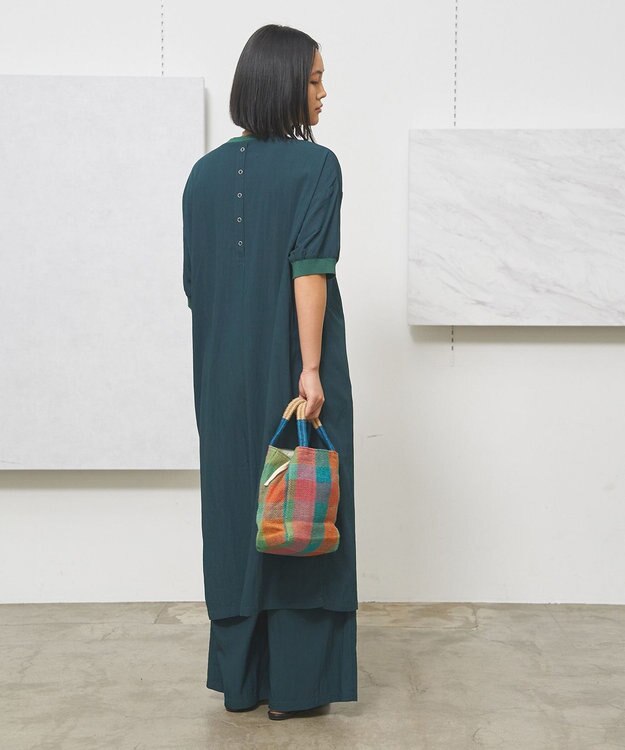 J.PRESS YORK STREET 【WOMEN】ワッシャーリラックス ワイドパンツ ダークグリーン系