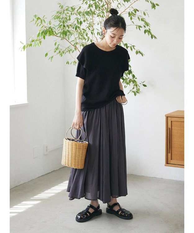 CRAFT STANDARD BOUTIQUE コットンボイルギャザースカート Charcoal Gray