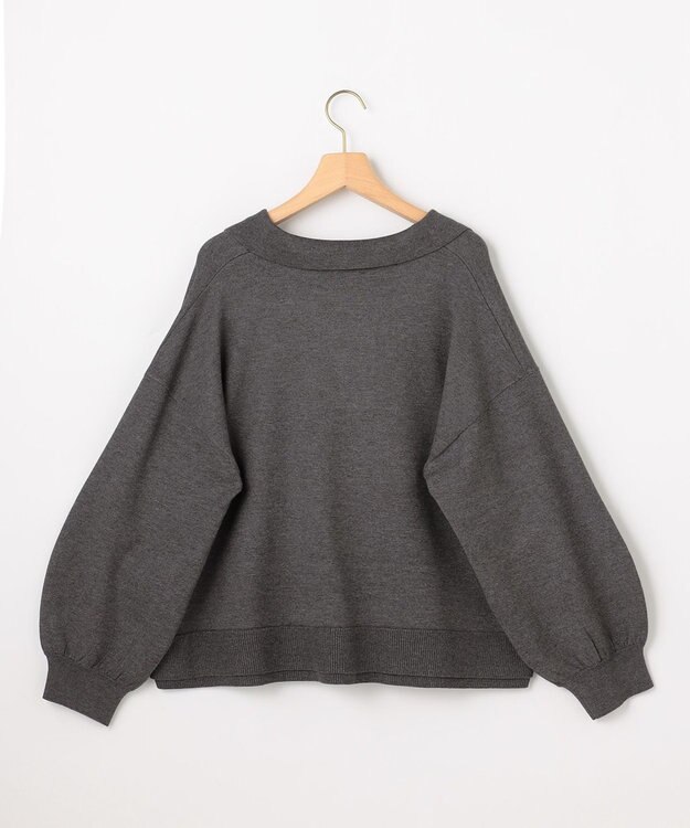 組曲 S 【加藤ローサさん着用】ポロ襟ストレッチニット グレー系