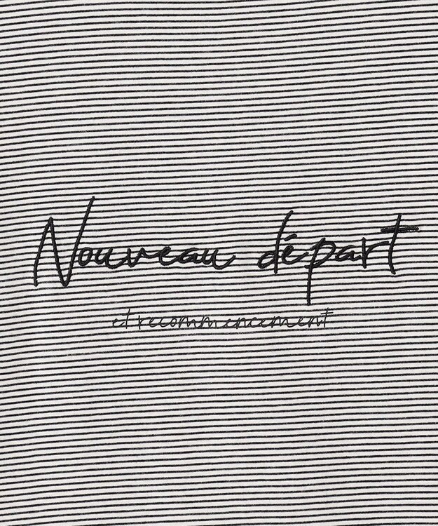 ANY SIS ロゴ刺繍 カットソー オフ×ブラックボーダー