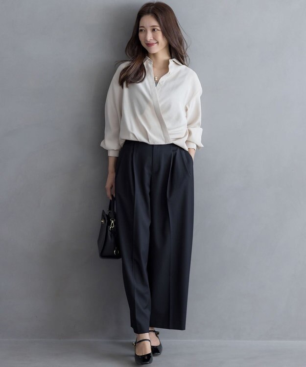 組曲 【加藤ローサさん着用】ハンサムツイルカーヴィーパンツ ブラック系