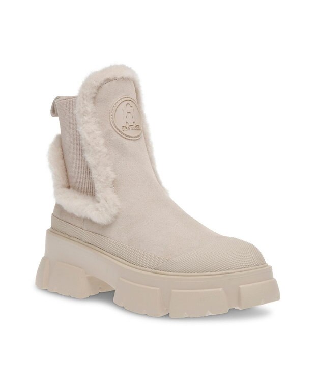 STEVE MADDEN TOWNSHIP 厚底サイドゴアムートンブーツ サンドスエード