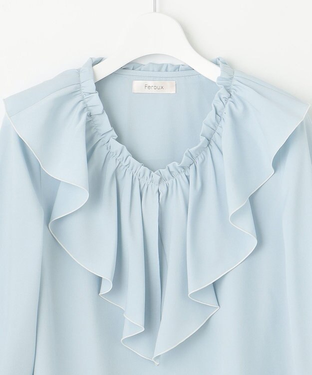 Feroux メローラッフル ブラウス スカイブルー系