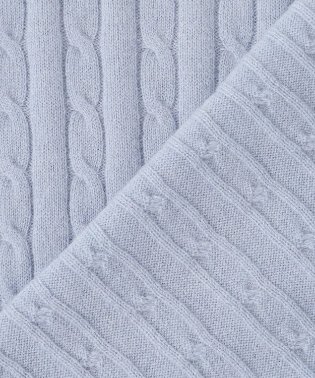 J.PRESS LADIES 【洗える】WOOL BLEND AIR ケーブル ニット サックスブルー系