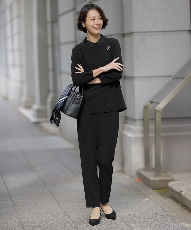 J.PRESS LADIES S 【セットアップ対応】セラテリーダブルクロス テーパード パンツ ブラック系