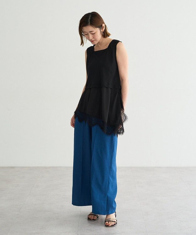 YECCA VECCA 2wayアシメデザインノースリーブブラウス Black