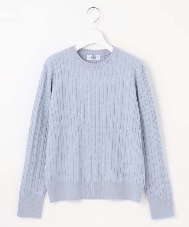 J.PRESS LADIES 【洗える】WOOL BLEND AIR ケーブル ニット サックスブルー系
