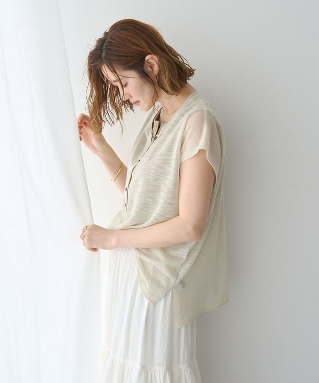 YECCA VECCA 【2点SET】ヘンリーネックスラブシアーニット Light Beige