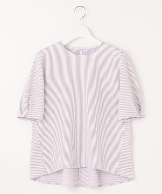 J.PRESS LADIES 【WEB限定カラーあり・抗菌消臭・吸水速乾】サッカージャージー 5分袖 ペプラム カットソー ふじ色系1