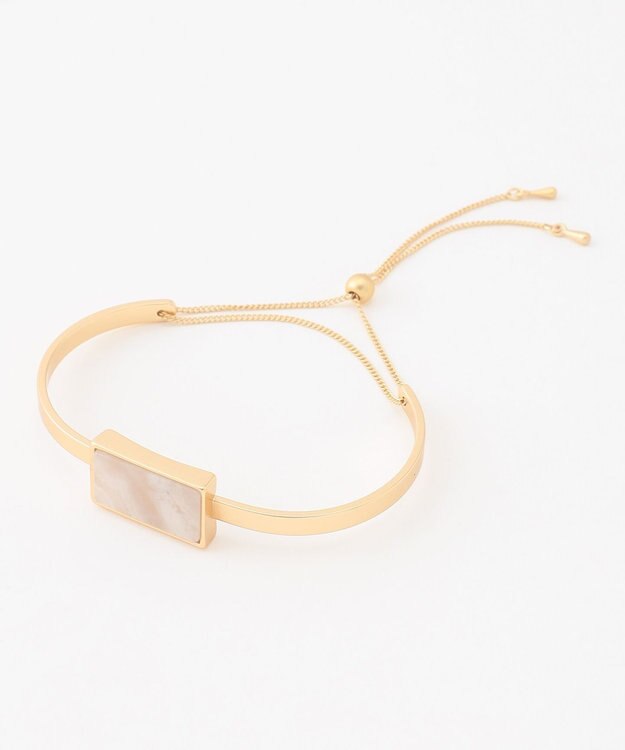 自由区 スクエアーガラス バングル ゴールド×オフ