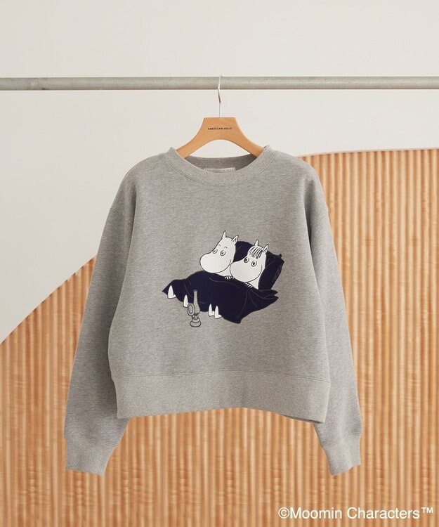 AMERICAN HOLIC Moomin フロッキープリント裏毛プルオーバー Light Gray Mixture