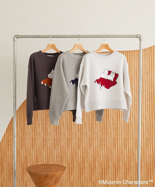 AMERICAN HOLIC Moomin フロッキープリント裏毛プルオーバー Oatmeal