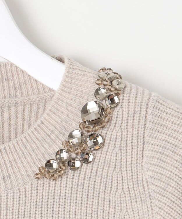 自由区 【カタログ掲載・洗える】ビジュー ニット ベージュ系