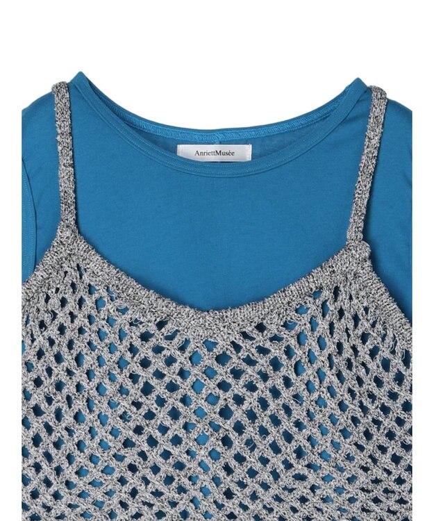 Green Parks ニットビスチェ付きカットソーワンピース Blue